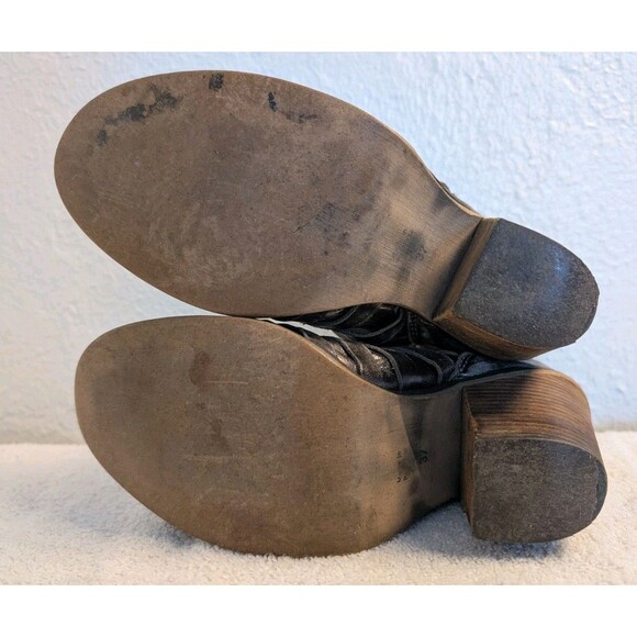 Free People Booties Sz 37 US 7 Silver Hybrid Leather Strappy Ankle Boots Heeled - Picture 9 of 11